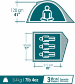 Quechua 3 Person Camping Tent - Image 2